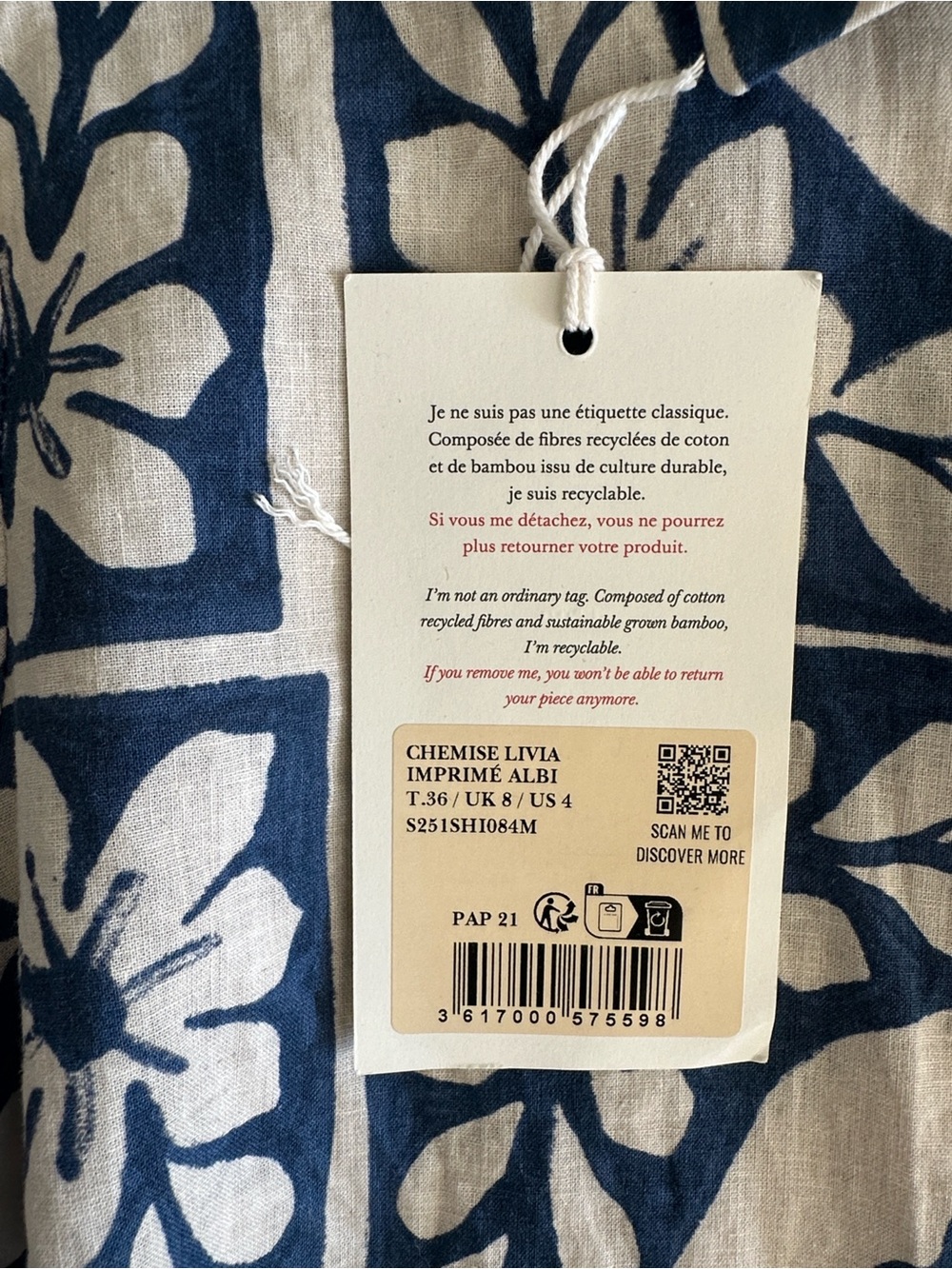 Sezane LIVIA SHIRT Albi Print 36 - Picture 6 of 6